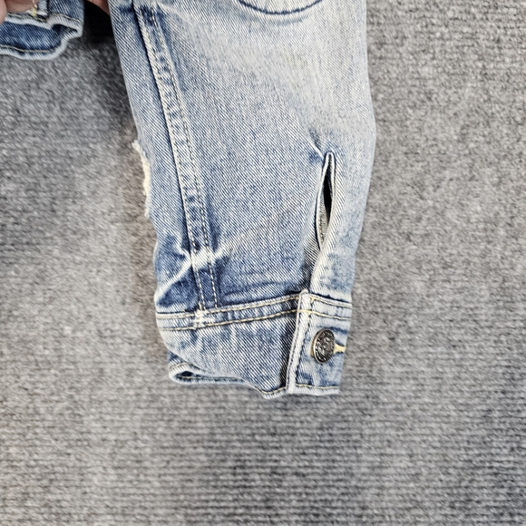 Free People Womens Size 2 Trucker Denim Patchwork Jacket We The Free Hippie Boho - Picture 9 of 16